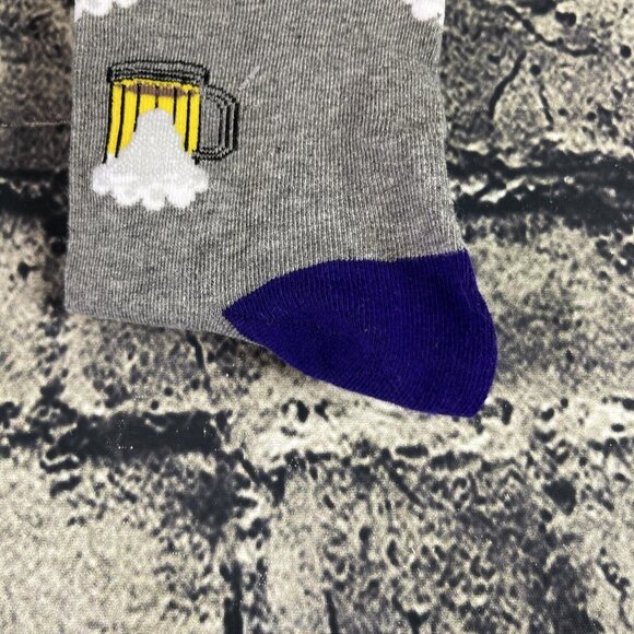 Fun Circle Men's Gray Beer Stein Sox size 10-13 Crew Socks 1 Pair Shoe sz 6-12 - Picture 5 of 6